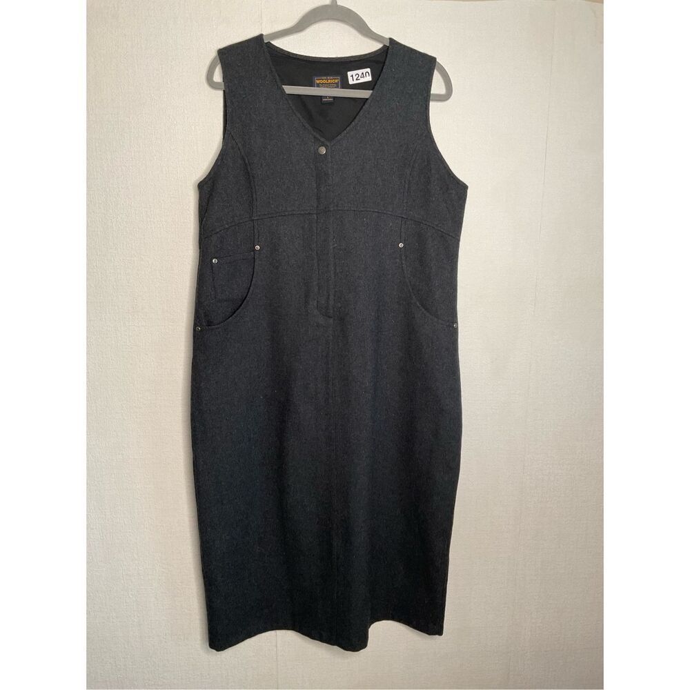 Vintage Woolrich Women’s Large Dress Charcoal Gray Sleeveless Dark Academia Y2K